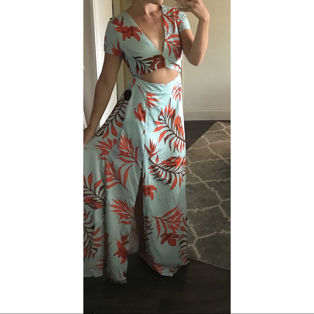 Teal tropical dress - Picture 5 of 5